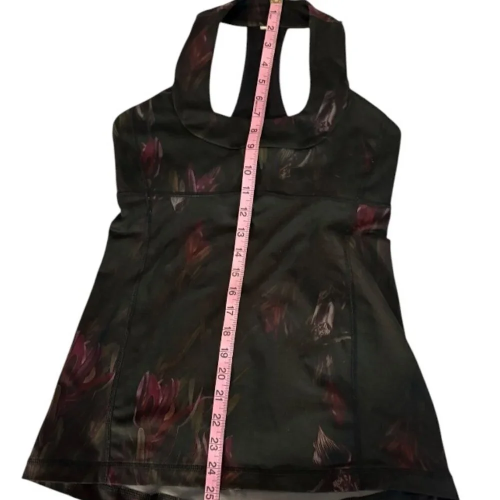 Lululemon Scoop Neck Tank Midnight Iris Black Floral Workout Top Racerback